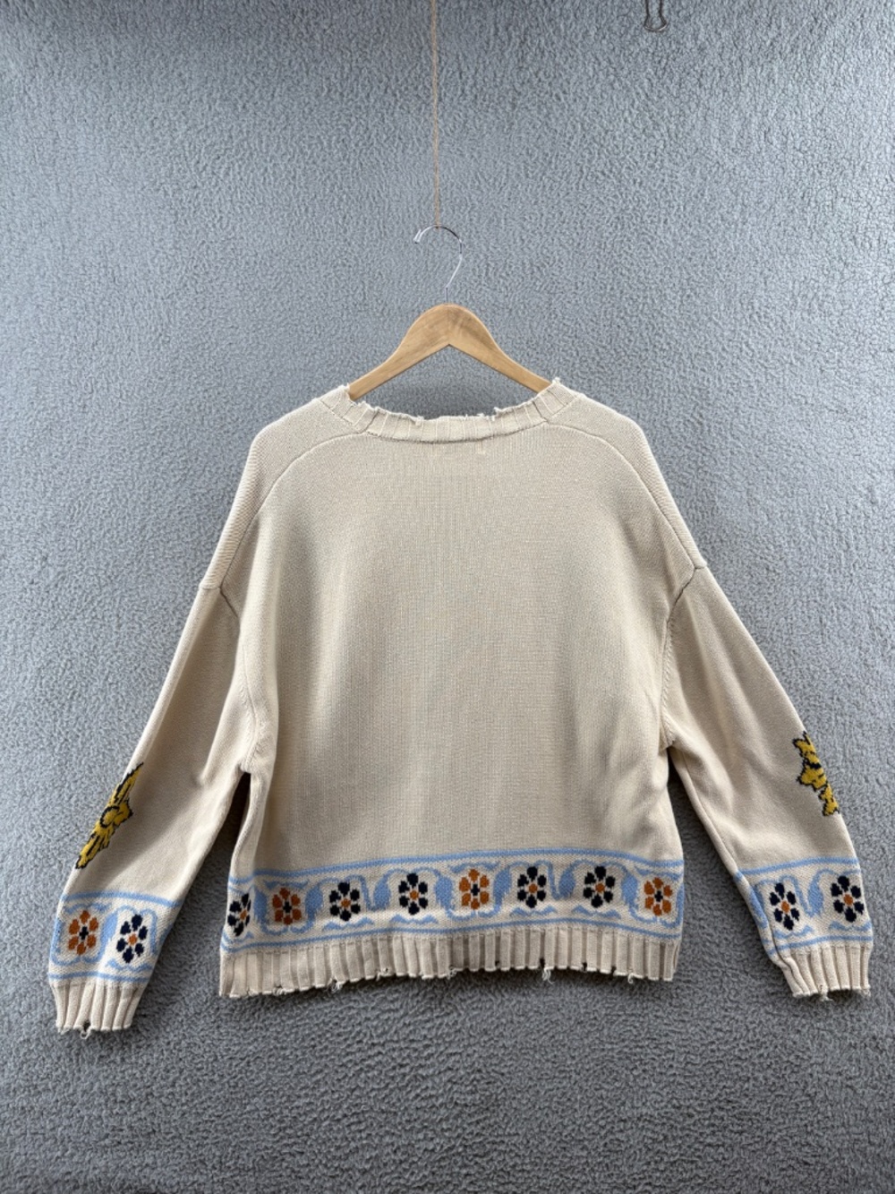 Free People Distressed Horse Cardigan Ivory XS Found x Revolve - Picture 6 of 13